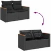 Sodo Sofų Rinkinys su pagalve 13 pcs Juoda poliratanas