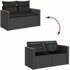 Sodo Sofų Rinkinys su pagalve 14 pcs Juoda poliratanas