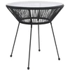 Sodo valgomojo stalas, juodas, 70x74cm, ratanas ir stiklas