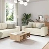 Sofa 2 pcs Smėlio 221 x 80 x 82 cm Lino mišinio audinys