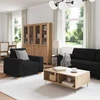 Sofa 3 vnt. Juoda Lino mišinio audinys