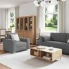Sofa 3 pcs Tamsiai pilka 219 x 80 x 82 cm Lino mišinio audinys