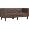 Sofa Chesterfield sofų komplektas, 2 dalių, rudas, dirbtinė oda