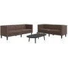 Sofa Chesterfield sofų komplektas, 2 dalių, rudas, dirbtinė oda