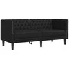 Sofa Chesterfield sofų komplektas, 2 dalių, juodas, dirbtinė oda
