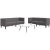 Sofa Chesterfield sofų komplektas, 2 dalių, pilkas, dirbtinė oda
