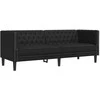 Sofa Chesterfield sofų komplektas, 2 dalių, juodas, dirbtinė oda