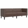 Sofa Chesterfield sofų komplektas, 3 dalių, rudas, dirbtinė oda
