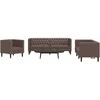 Sofa Chesterfield sofų komplektas, 3 dalių, rudas, dirbtinė oda