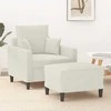 Sofa Krėslas su pakoja, kreminės spalvos, 60cm, aksomas