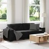 Sofa 3 pcs Tamsiai pilka 221 x 80 x 80 cm Lino mišinio audinys