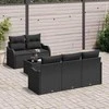 Sodo Sofų Rinkinys 6 pcs Juoda Poli ratanas, plienas ir stiklas