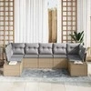 Sodo Sofų Rinkinys 7 pcs Bežinė ir šviesiai pilka Poli ratanas