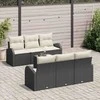 Sodo Sofų Rinkinys 7 pcs Juoda ir kreminė poliratanas