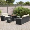 Sodo Sofų Rinkinys 8 pcs Juoda ir kreminė Poli ratanas