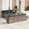 Sodo Sofų Rinkinys 8 pcs Pilka Poli Ratanas, Plienas ir Stiklas