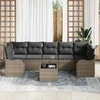 Sodo Sofų Rinkinys 8 pcs Pilka Poli Ratanas, Plienas ir Stiklas