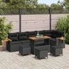 Sodo Sofų Rinkinys su pagalve 10 pcs Juoda