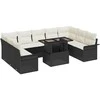Sofa Sodo Sofų Rinkinys su pagalve 10 pcs Juoda Poli ratanas