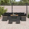 Sodo Sofų Rinkinys su pagalve 10 pcs Juoda Poli ratanas