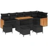 Sodo Sofų Rinkinys su pagalve 10 pcs Juoda