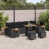 Sodo Sofų Rinkinys su pagalve 10 pcs Juoda