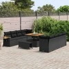 Sofa Sodo Sofų Rinkinys su pagalve 11 pcs Juoda
