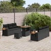 Sodo Sofų Rinkinys su pagalve 11 pcs Juoda poliratanas
