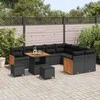 Sodo Sofų Rinkinys su pagalve 12 pcs Juoda