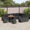 Sodo Sofų Rinkinys su pagalve 12 pcs Juoda Poli ratanas
