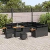 Sodo Sofų Rinkinys su pagalve 12 pcs Juoda