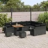 Sodo Sofų Rinkinys su pagalve 12 pcs Juoda poliratanas