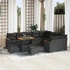 Sodo Sofų Rinkinys su pagalve 12 pcs Juoda Poli ratanas