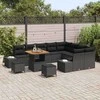 Sodo Sofų Rinkinys su pagalve 12 pcs Juoda Poli ratanas
