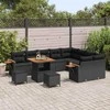 Sodo Sofų Rinkinys su pagalve 12 pcs Juoda