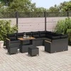 Sodo Sofų Rinkinys su pagalve 12 pcs Juoda Poli ratanas