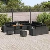 Sodo Sofų Rinkinys su pagalve 13 pcs Juoda poliratanas