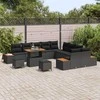 Sodo Sofų Rinkinys su pagalve 13 pcs Juoda Poli ratanas