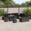 Sodo Sofų Rinkinys su pagalve 13 pcs Juoda