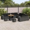 Sodo Sofų Rinkinys su pagalve 13 pcs Juoda poliratanas