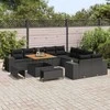 Sodo Sofų Rinkinys su pagalve 13 pcs Juoda poliratanas