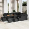 Sodo Sofų Rinkinys su pagalve 13 pcs Juoda Poli ratanas
