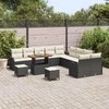 Sodo Sofų Rinkinys su pagalve 13 pcs Juoda ir kreminė