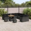 Sodo Sofų Rinkinys su pagalve 13 pcs Juoda poliratanas