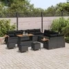 Sodo Sofų Rinkinys su pagalve 14 pcs Juoda