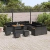 Sodo Sofų Rinkinys su pagalve 14 pcs Juoda poliratanas