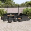 Sodo Sofų Rinkinys su pagalve 14 pcs Juoda Poli ratanas