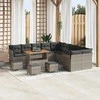 Sofa Sodo Sofų Rinkinys su pagalve 14 pcs Pilka poliratanas