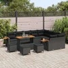 Sodo Sofų Rinkinys su pagalve 14 pcs Juoda poliratanas