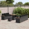 Sodo Sofų Rinkinys su pagalve 14 pcs Juoda poliratanas